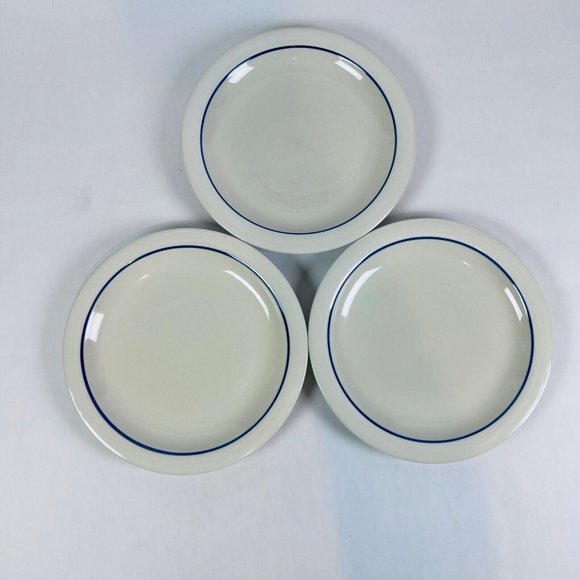 Gibson Other - Gibson Dinner Plates Set of 3 White Blue Rim 10 3/4"